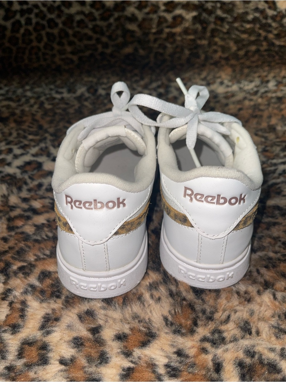 White Reebok Sneackers with Leopard Print - Picture 3 of 6